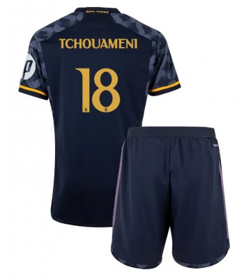 Real Madrid Aurelien Tchouameni #18 Replika Babytøj Udebanesæt Børn 2023-24 Kortærmet (+ Korte bukser)